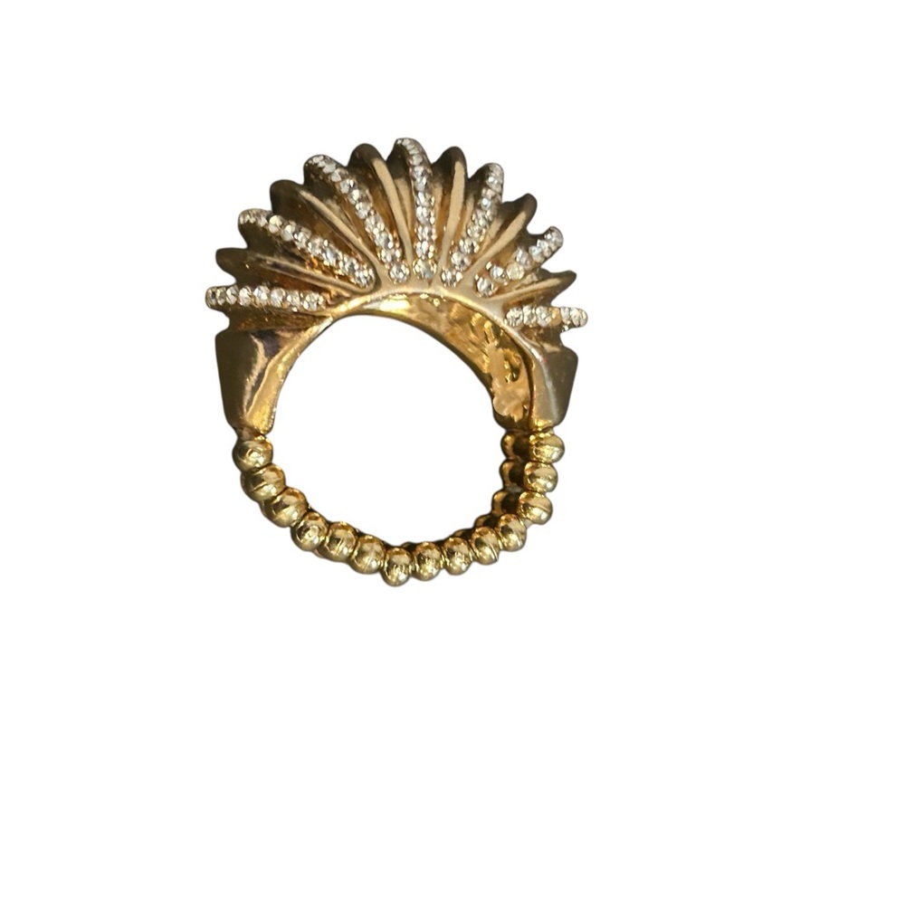 Ashley Stewart gold-tone stretch ring with rhinestone accents NWT One Size